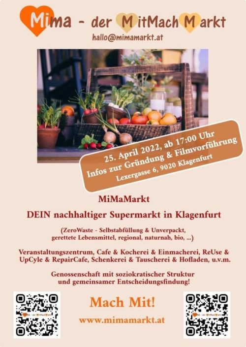am 25.4. wieder Infos zur Gründung und Filme über Mitmachmärkte