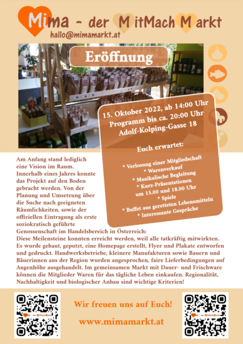 Eröffnung: 15. Oktober, wir freuen uns auf dich!